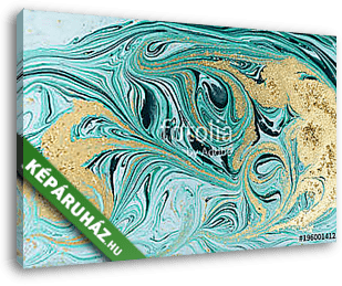 Marble abstract acrylic background. Nature green marbling artwork texture. Golden glitter. - vászonkép 3D látványterv