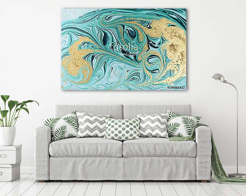 Marble abstract acrylic background. Nature green marbling artwork texture. Golden glitter. - vászonkép, falikép vásárlás Marble abstract acrylic background. Nature green marbling artwork texture. Golden glitter. (bögre) - vászonkép, falikép otthonra és irodába