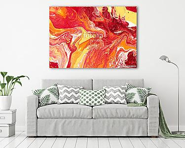 Fire | Red, Orange, Yellow, Gold, and White Fluid Acrylic Abstract Painting (vászonkép) - vászonkép, falikép otthonra és irodába