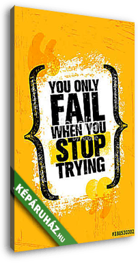 You Only Fail When You Stop Trying. Inspiring Creative Motivation Quote Poster Template. Vector Typography - vászonkép 3D látványterv