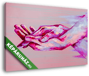 Összefonódott kezek, pink színekben - vászonkép 3D látványterv