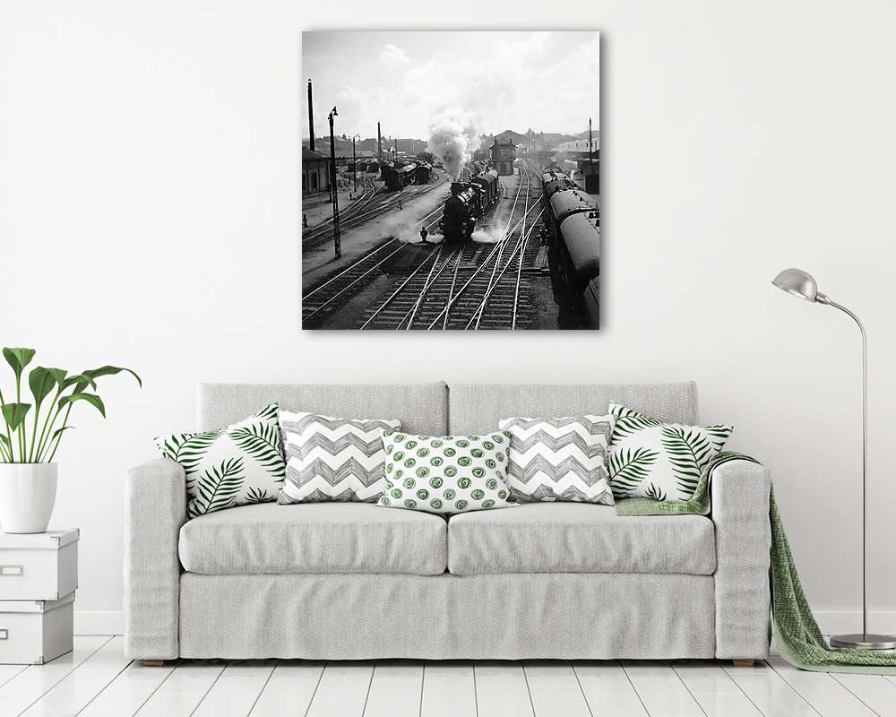 Nyugati pályaudvar a Ferdinánd hídról nézve (1938) - vászonkép, falikép vásárlás Nyugati pályaudvar a Ferdinánd hídról nézve (1938) (vászonkép) - vászonkép, falikép otthonra és irodába