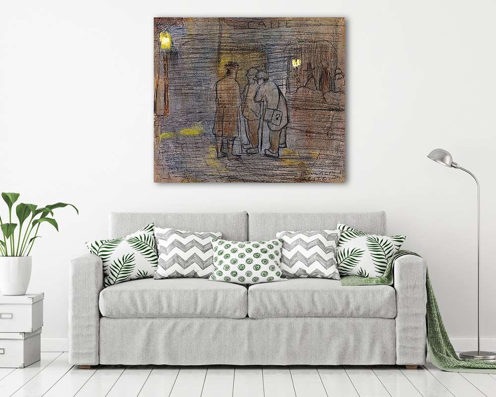 A Nakonxipan-i kávézó előtt (keretezett kép) - vászonkép, falikép otthonra és irodába