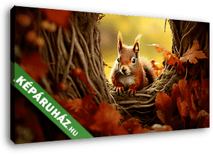 Cuki mókus az őszi erdőben - vászonkép 3D látványterv