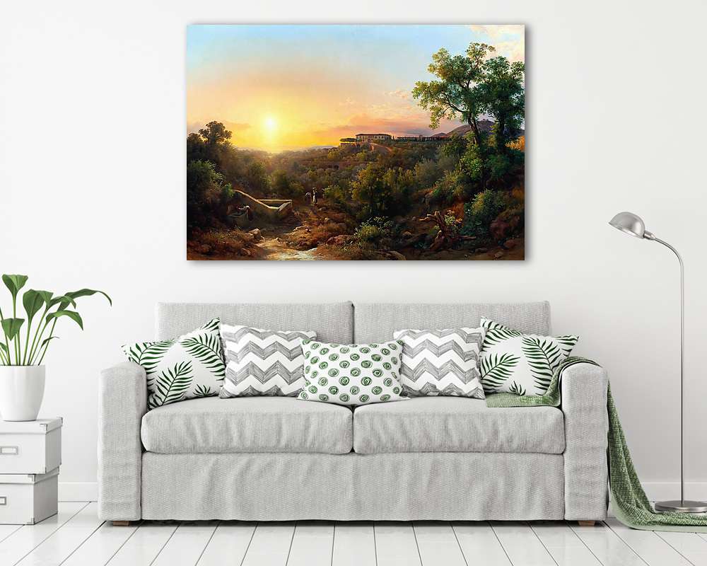 Olasz tájkép villákkal (1873) (vászonkép) - vászonkép, falikép otthonra és irodába