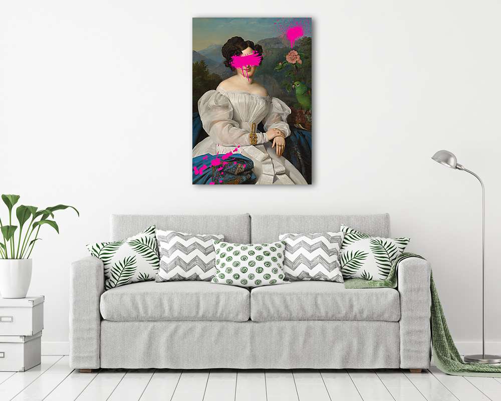 Rózsa és papagáj (Barokk & Graffiti) (vászonkép) - vászonkép, falikép otthonra és irodába