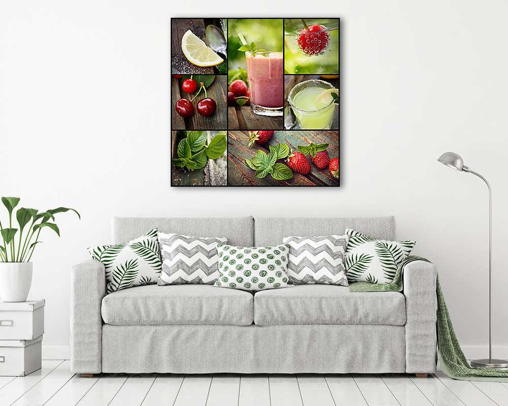 Gyümölcsital kollázs (vászonkép) - vászonkép, falikép otthonra és irodába