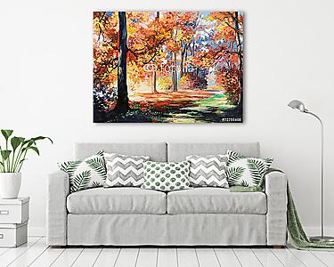 Őszi fák a parkban (olajfestmény reprodukció) (vászonkép) - vászonkép, falikép otthonra és irodába