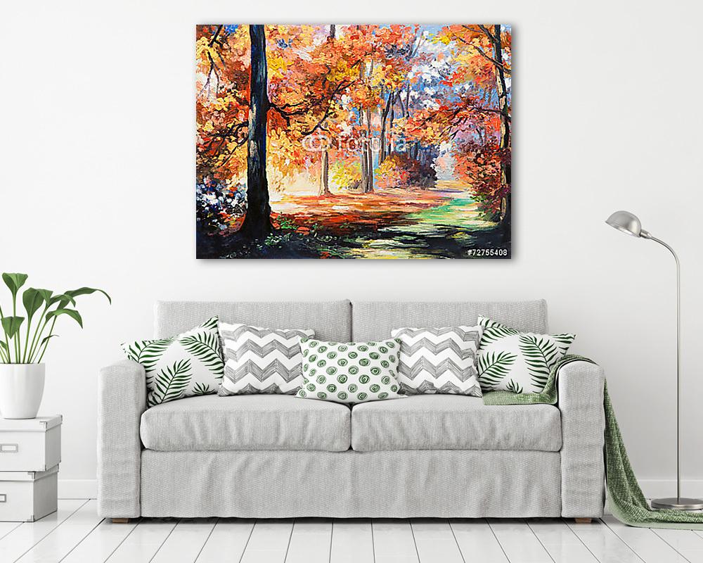 Őszi fák a parkban (olajfestmény reprodukció) - vászonkép, falikép vásárlás Őszi fák a parkban (olajfestmény reprodukció) (vászonkép) - vászonkép, falikép otthonra és irodába
