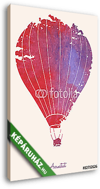 Piros absztrakt hőlégballon - akvarell - vászonkép 3D látványterv