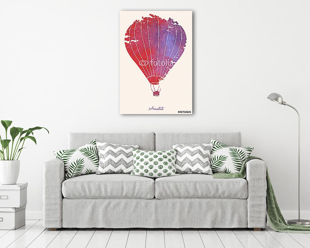 Piros absztrakt hőlégballon - akvarell (vászonkép) - vászonkép, falikép otthonra és irodába