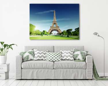 napsütéses reggel és Eiffel-torony, Párizs, Franciaország (vászonkép) - vászonkép, falikép otthonra és irodába