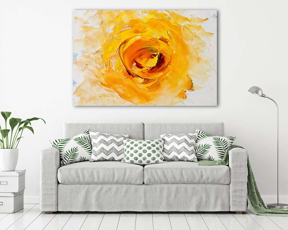 Sárga absztrakt virág (olajfestmény reprodukció) (vászonkép) - vászonkép, falikép otthonra és irodába