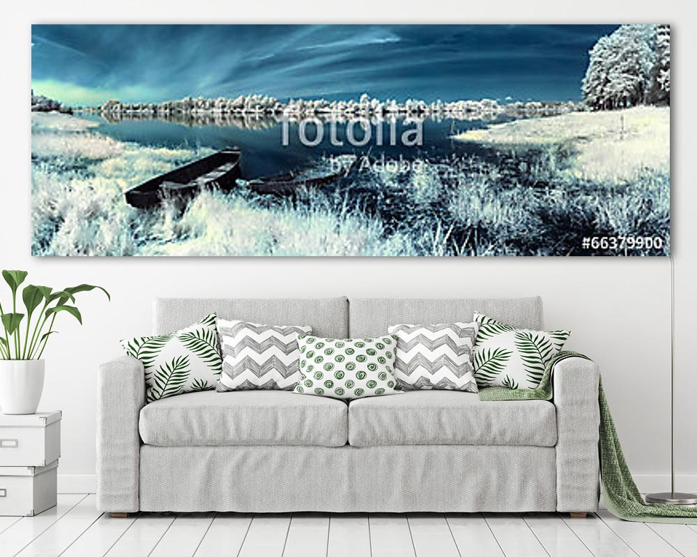 Csónakok a téli tavon (bögre) - vászonkép, falikép otthonra és irodába