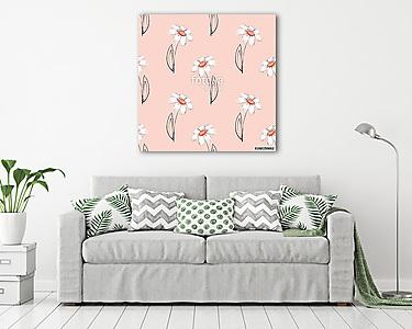 Floral seamless pattern. Watercolor background with Chamomile (vászonkép) - vászonkép, falikép otthonra és irodába