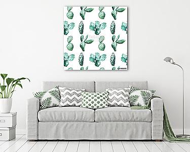 Watercolor seamless pattern with cactus. (vászonkép) - vászonkép, falikép otthonra és irodába
