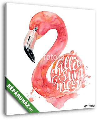 Watercolor pink flamingo hand painted illustration - vászonkép 3D látványterv