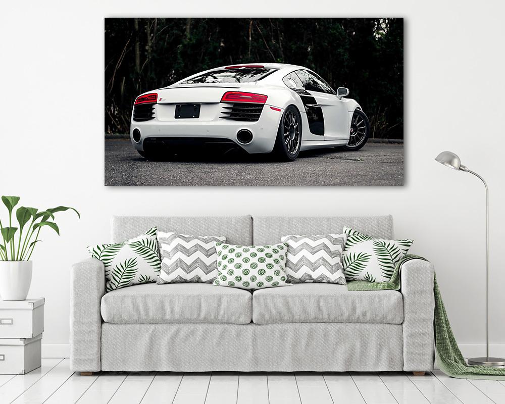 Audi R8 White (fotótapéta) - vászonkép, falikép otthonra és irodába