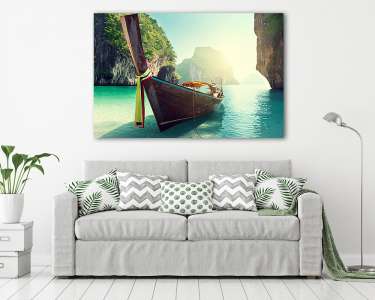 boat and islands in andaman sea Thailand (vászonkép) - vászonkép, falikép otthonra és irodába
