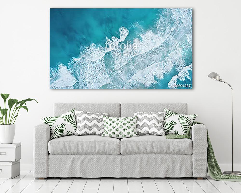 Waves on the beach as a background. Beautiful natural background at the summer time (fotótapéta) - vászonkép, falikép otthonra és irodába