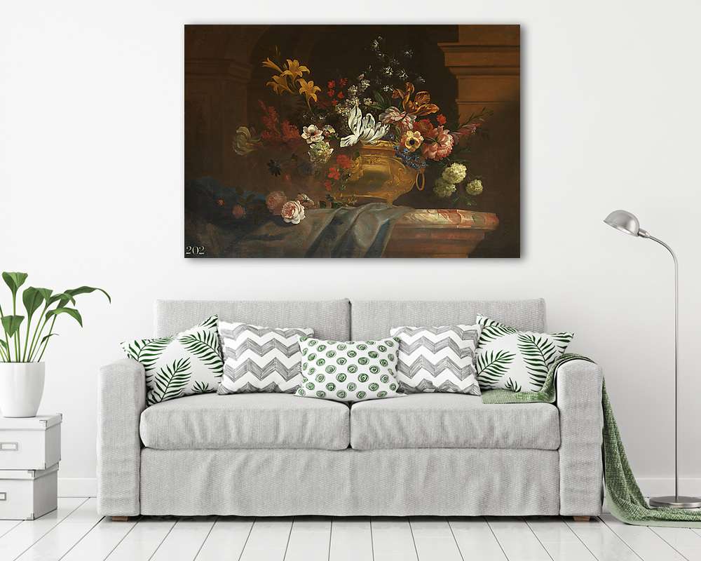 Virágok vázában (keretezett kép) - vászonkép, falikép otthonra és irodába