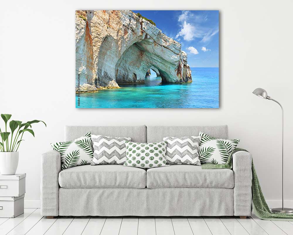 Kék barlangok Zakynthos szigeténél - vászonkép, falikép vásárlás Kék barlangok Zakynthos szigeténél (vászonkép) - vászonkép, falikép otthonra és irodába