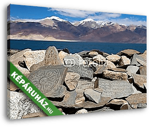 Mani fal és Tso Moriri tó - Rupshu völgy - Ladakh - India - vászonkép 3D látványterv