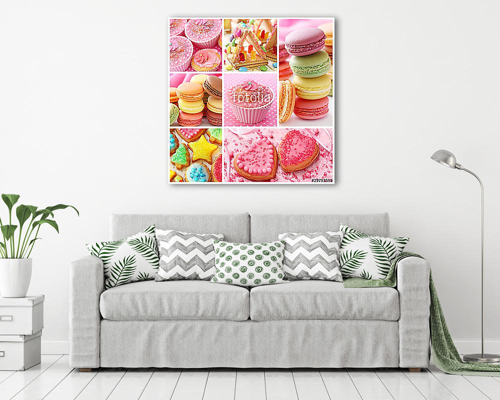 Színes sütemény kollázs - vászonkép, falikép vásárlás Színes sütemény kollázs (vászonkép) - vászonkép, falikép otthonra és irodába