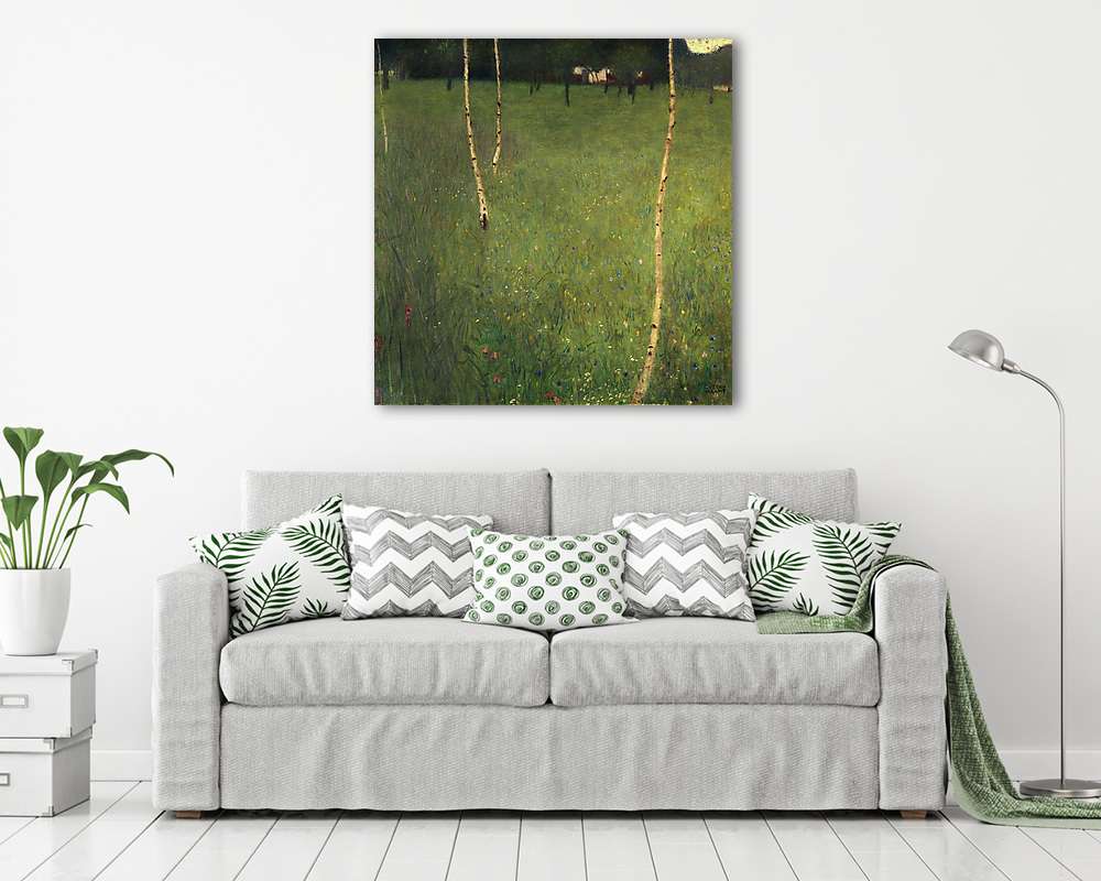 Parasztház nyírfákkal (keretezett kép) - vászonkép, falikép otthonra és irodába