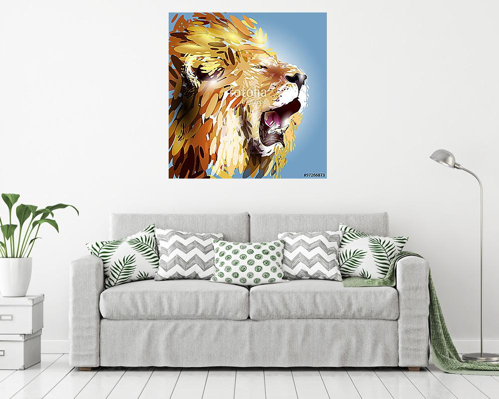 Vektoros illusztráció az oroszlánfej - vászonkép, falikép vásárlás Vektoros illusztráció az oroszlánfej (vászonkép) - vászonkép, falikép otthonra és irodába