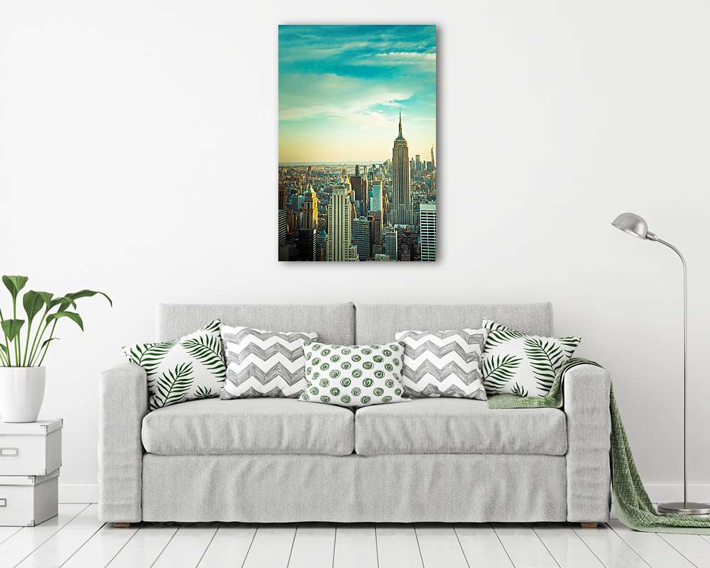 Vintage tónusú kilátás New York City-ról Manhattan belvárosában (bögre) - vászonkép, falikép otthonra és irodába