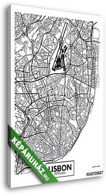 Vector poszter térkép város Lisszabon - vászonkép 3D látványterv