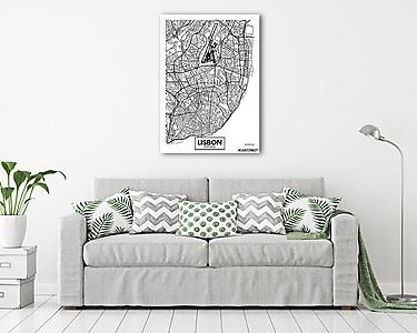 Vector poszter térkép város Lisszabon (vászonkép) - vászonkép, falikép otthonra és irodába