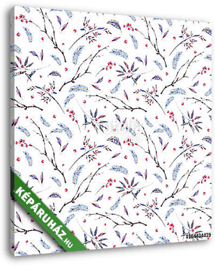 Watercolor seamless pattern with branches - vászonkép 3D látványterv