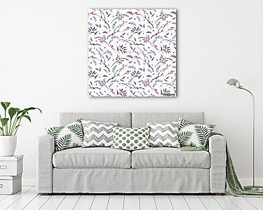 Watercolor seamless pattern with branches (vászonkép) - vászonkép, falikép otthonra és irodába