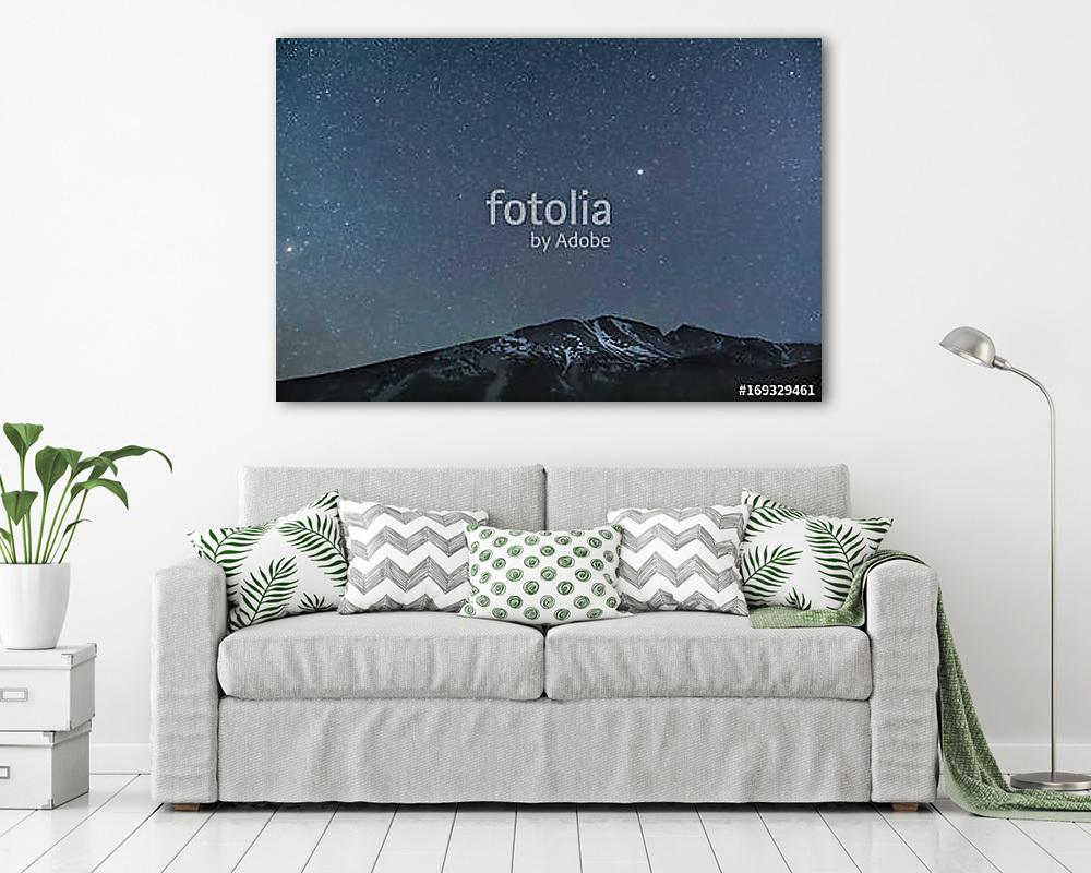 Star filled sky over snowy mountains at night - vászonkép, falikép vásárlás Star filled sky over snowy mountains at night (vászonkép) - vászonkép, falikép otthonra és irodába