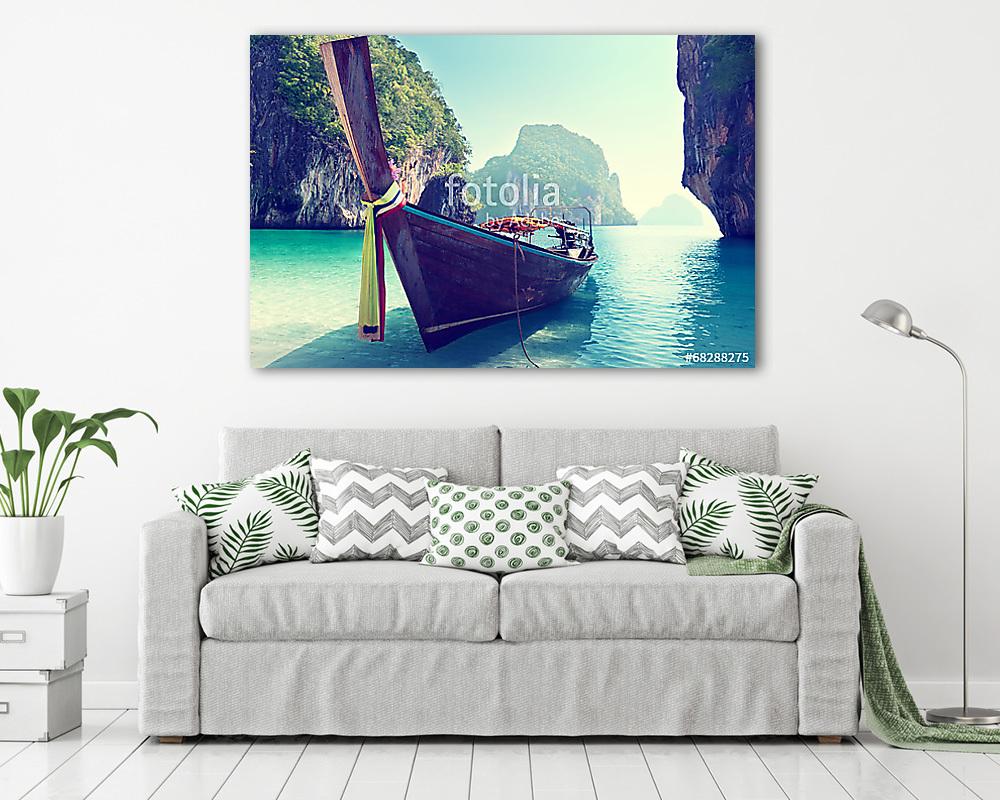 boat and islands in andaman sea Thailand - vászonkép, falikép vásárlás boat and islands in andaman sea Thailand (vászonkép) - vászonkép, falikép otthonra és irodába