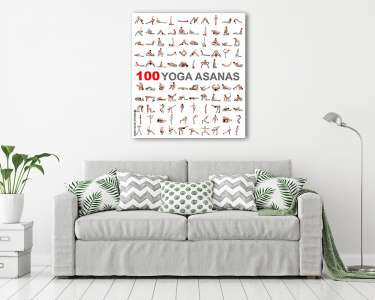 Jóga poszter, 100 jóga aszana (vászonkép) - vászonkép, falikép otthonra és irodába
