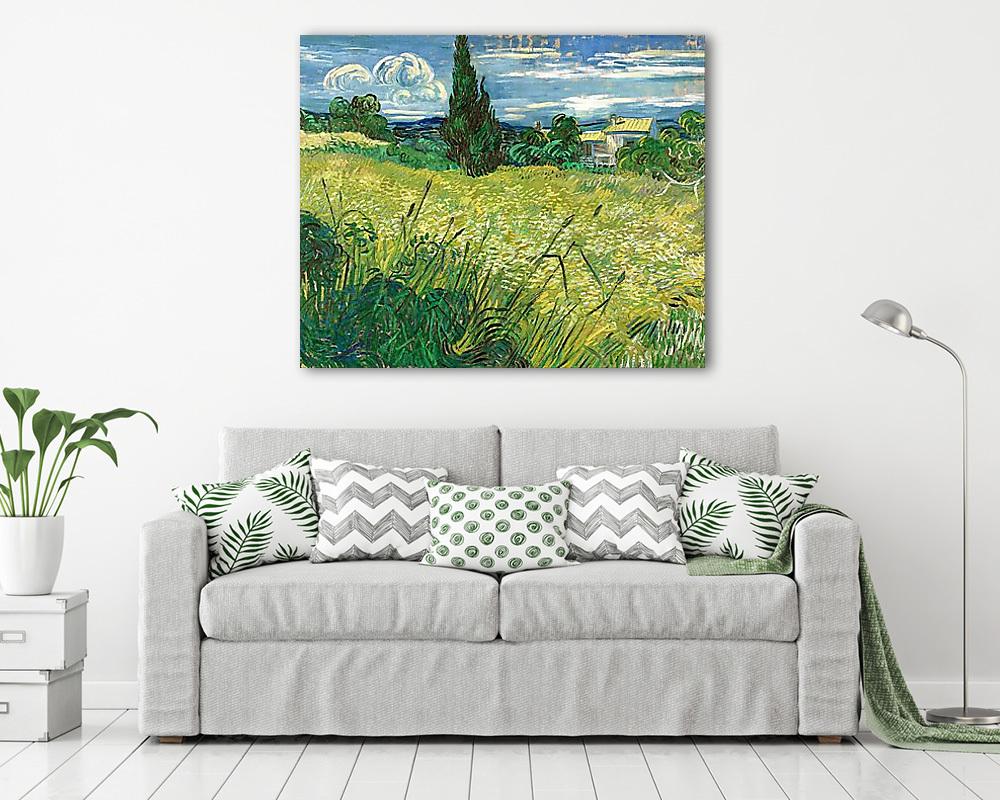 Zöld búzamező ciprussal (vászonkép) - vászonkép, falikép otthonra és irodába