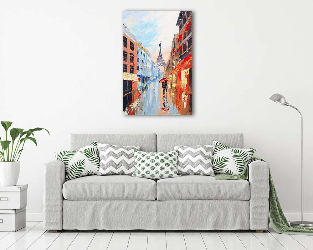 Párizs utcáin sétálgatva a t háttérzene alatt (keretezett kép) - vászonkép, falikép otthonra és irodába
