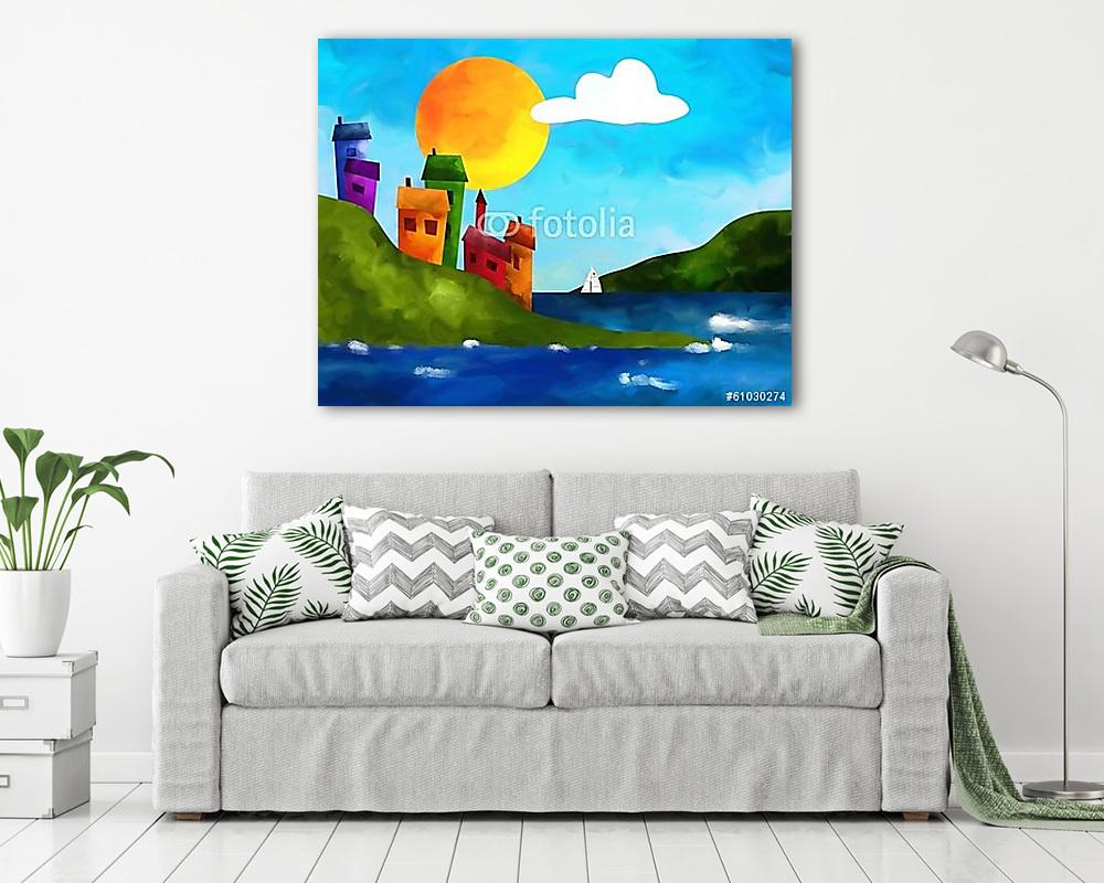 táj a tengeren (keretezett kép) - vászonkép, falikép otthonra és irodába