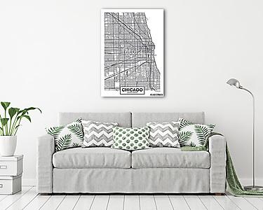 Vector poszter térkép város Chicago (vászonkép) - vászonkép, falikép otthonra és irodába