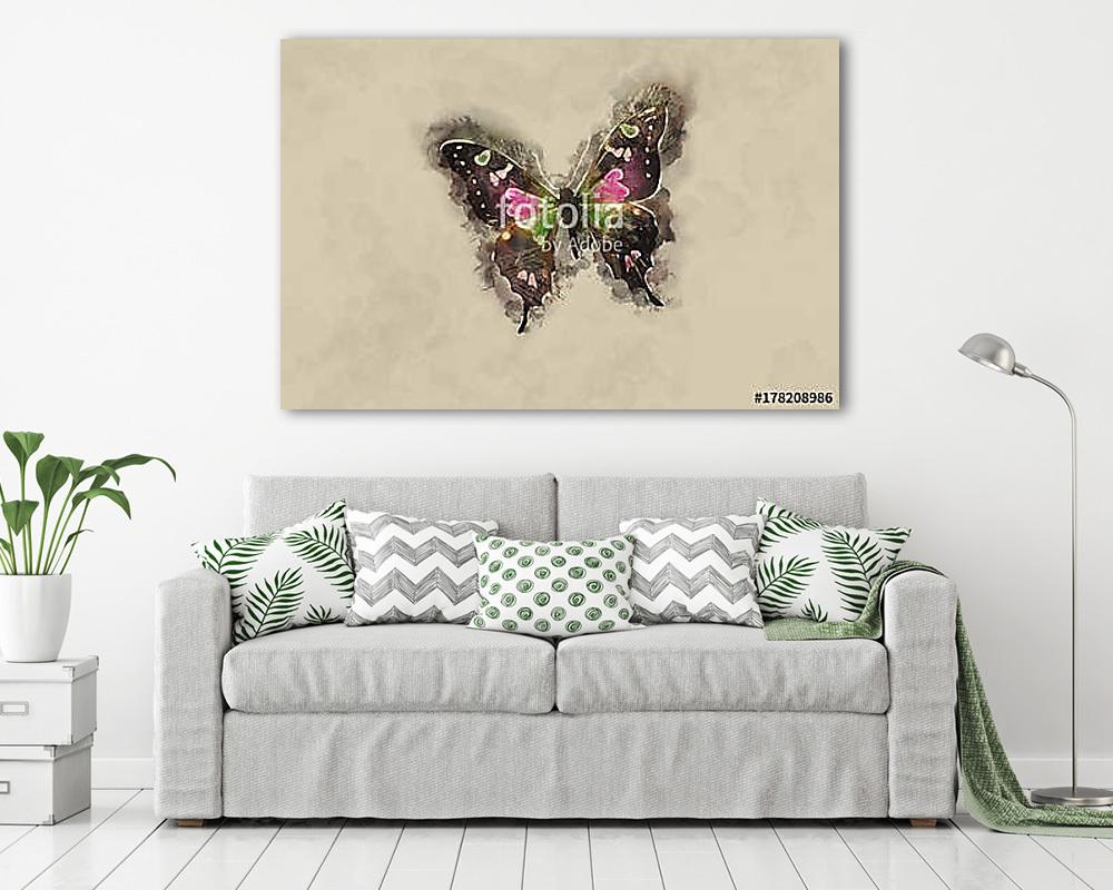 Watercolor Butterfly. (keretezett kép) - vászonkép, falikép otthonra és irodába