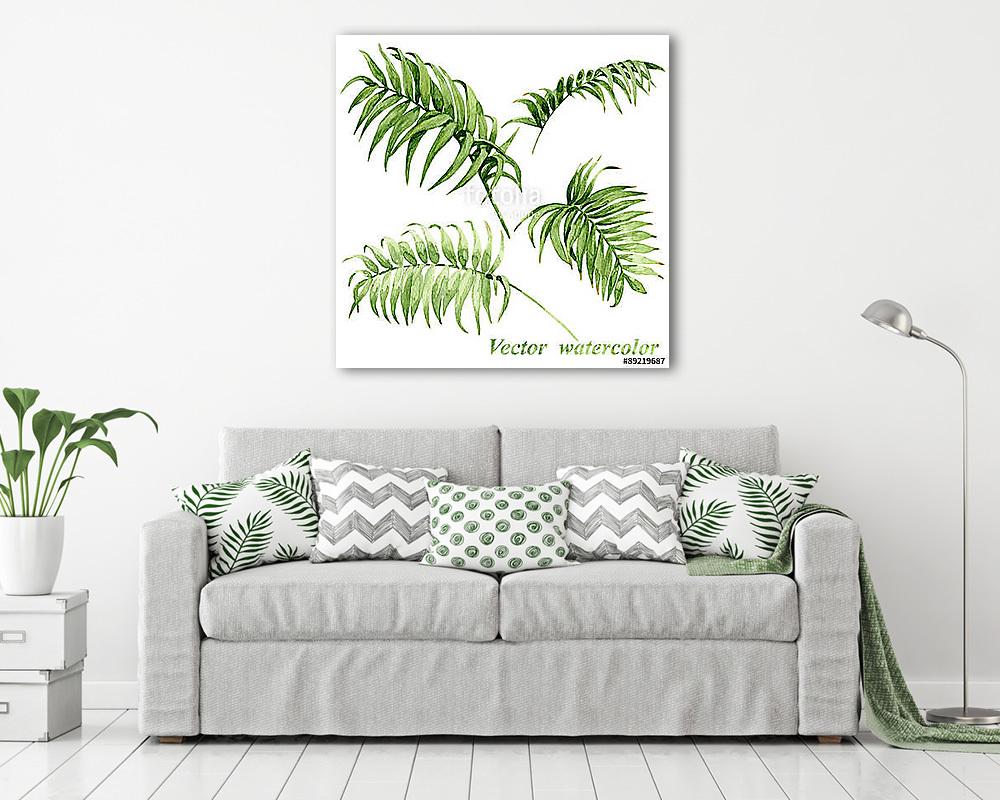Watercolor palm leaves isolated on white. (fotótapéta) - vászonkép, falikép otthonra és irodába