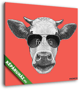 Portrait of Cow. Hand drawn illustration.  - vászonkép 3D látványterv