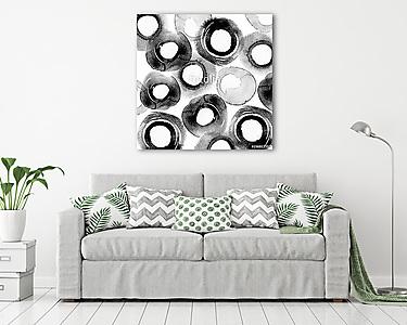 Black and gray watercolor circles and stains. (vászonkép) - vászonkép, falikép otthonra és irodába