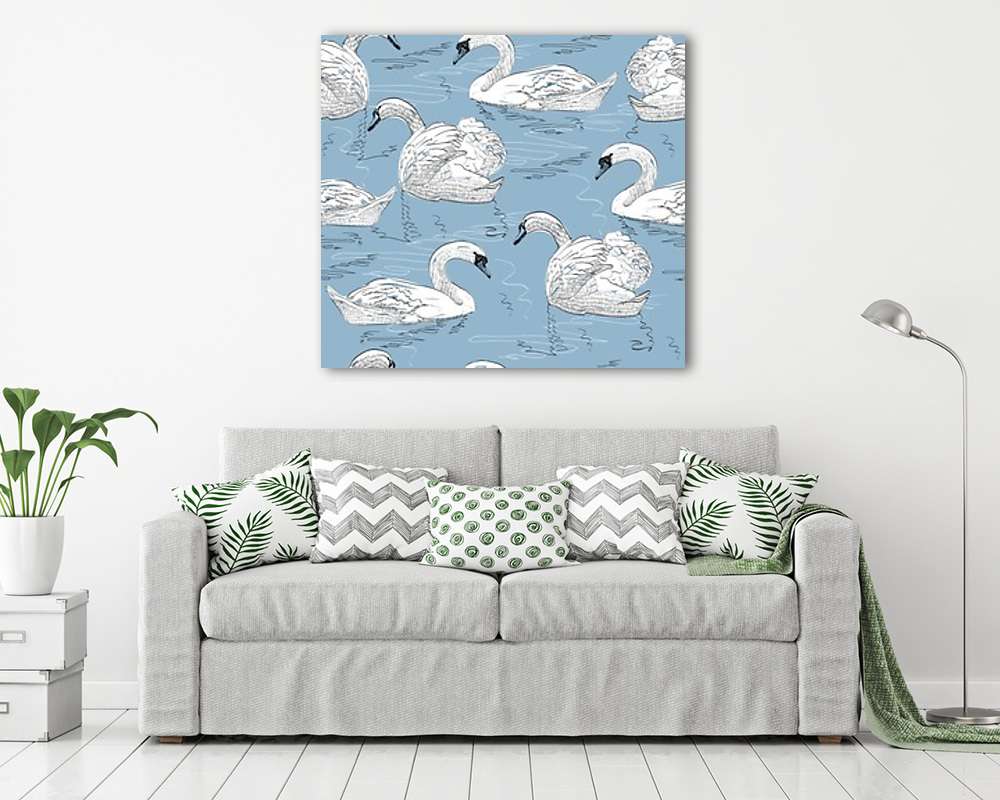 Hattyúk a tavon (vászonkép) - vászonkép, falikép otthonra és irodába