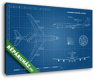 Repülőgép blueprint - vászonkép 3D látványterv