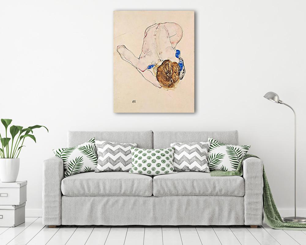 Női akt kék harisnyával (bögre) - vászonkép, falikép otthonra és irodába