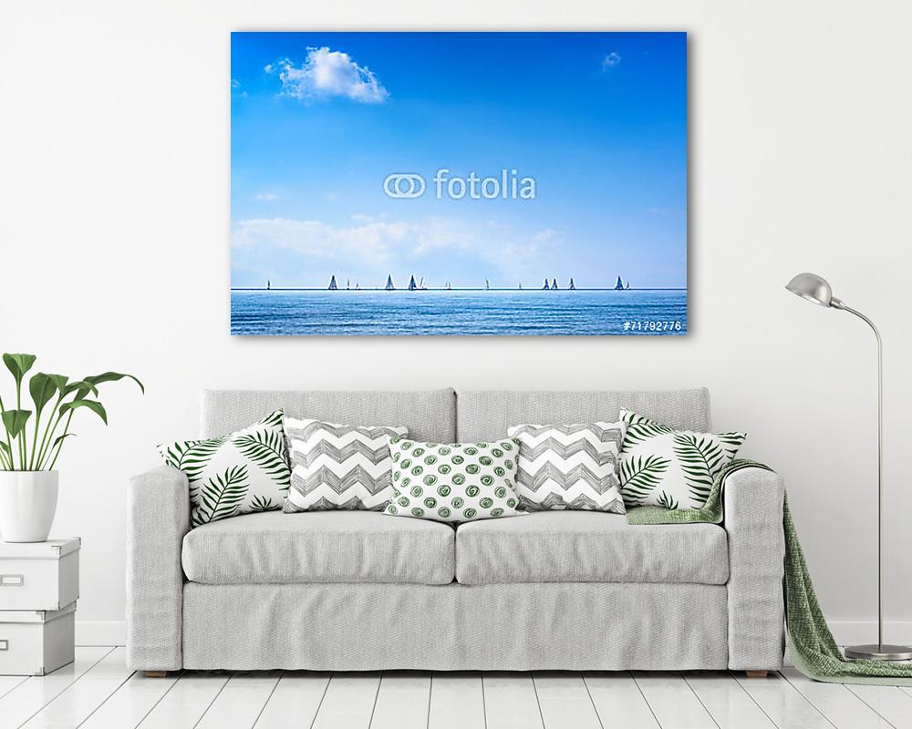 Vitorlásregatta a tengeren - vászonkép, falikép vásárlás Vitorlásregatta a tengeren (bögre) - vászonkép, falikép otthonra és irodába